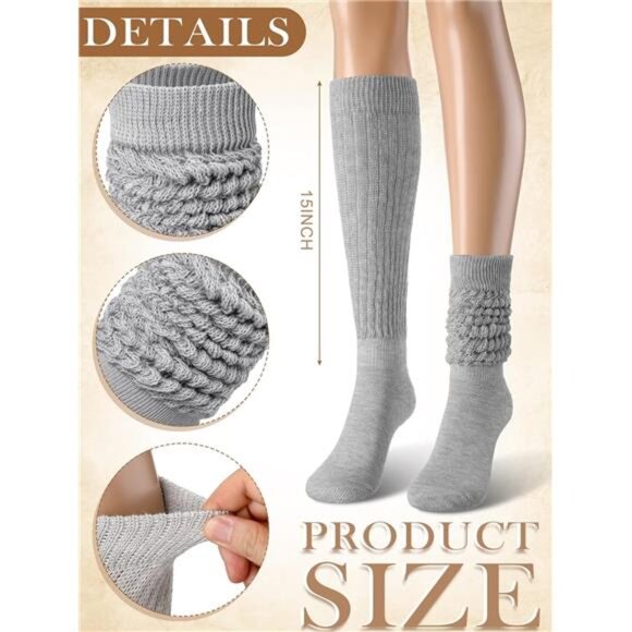 4 Pairs Slouch Socks for Women Bulk Stacked Boot 80s 90s Neon Slouch - Picture 5 of 7